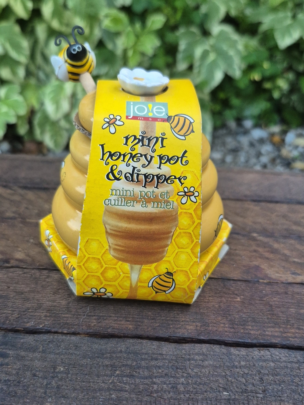 NWT Joie Mini Ceramic Beehive Honey Pot & Djoie Mini Honey Pot & Dipper - Yellow